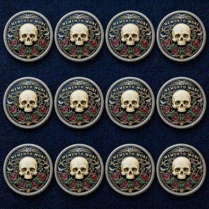 🌹💀Memento Mori Reflection 💎3D Carving Collector-Grade Coin