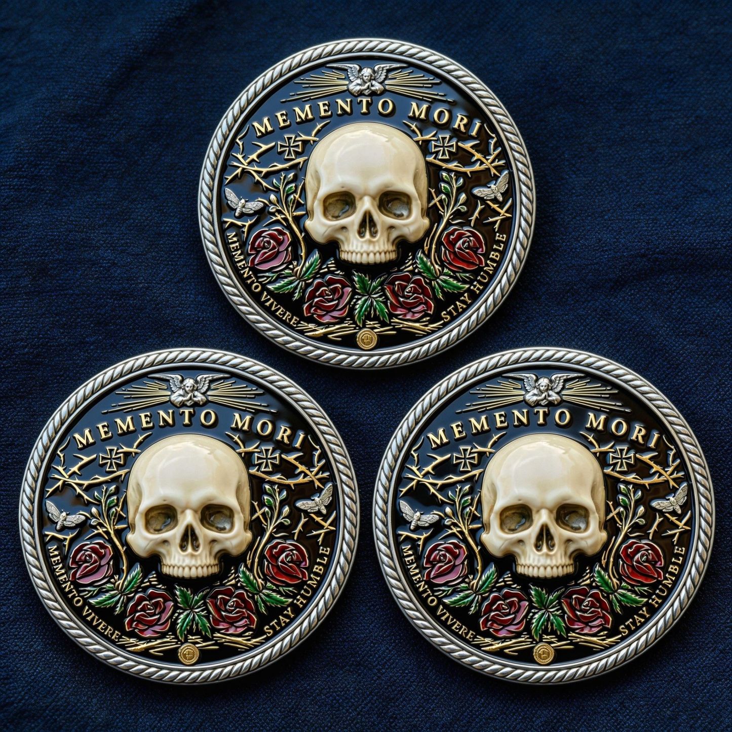 🌹💀Memento Mori Reflection 💎3D Carving Collector-Grade Coin