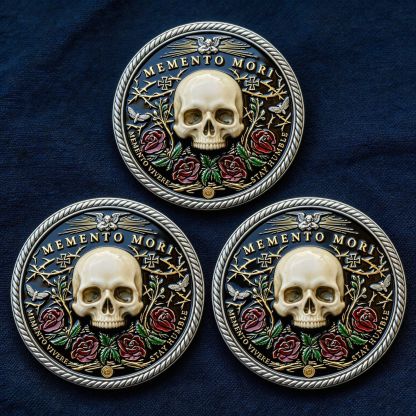 🌹💀Memento Mori Reflection 💎3D Carving Collector-Grade Coin