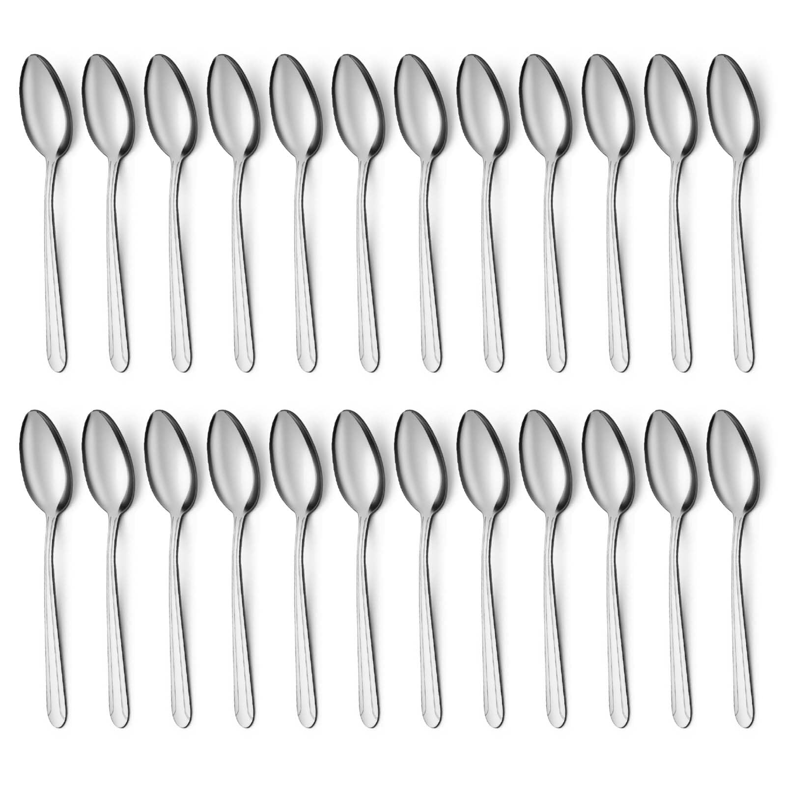 Juego de 24 cucharas de té de 6.2 pulgadas, cucharaditas de acero inoxidable de 6.2 pulgadas, cucharas de café, pulido con espejo pequeño, apto para lavavajillas, plateado para el hogar,