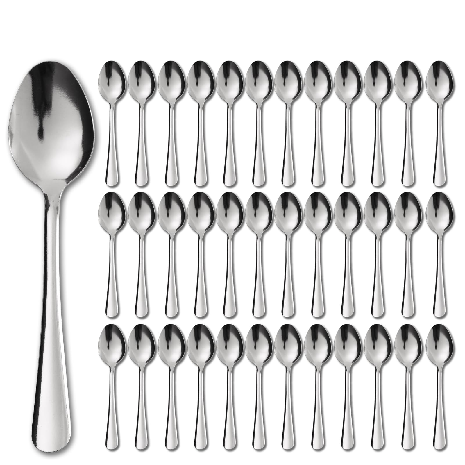 Juego de 60 cucharaditas de té de acero inoxidable de 5.9 pulgadas con cucharas pequeñas aptas para lavavajillas, cuchara de postre de metal, cuchara de cena para el hogar, cocina o