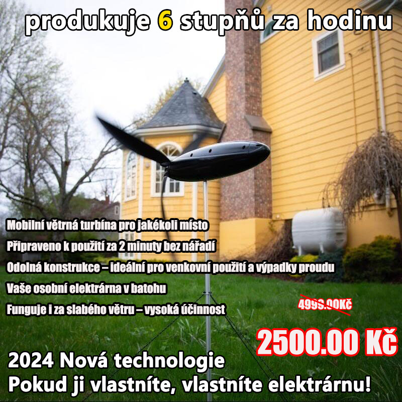 Přenosná větrná turbína , 2 minuty rychlá instalace, výkon 6000 W, napětí 220 V, lze ovládat TV / ledničku a další zařízení!