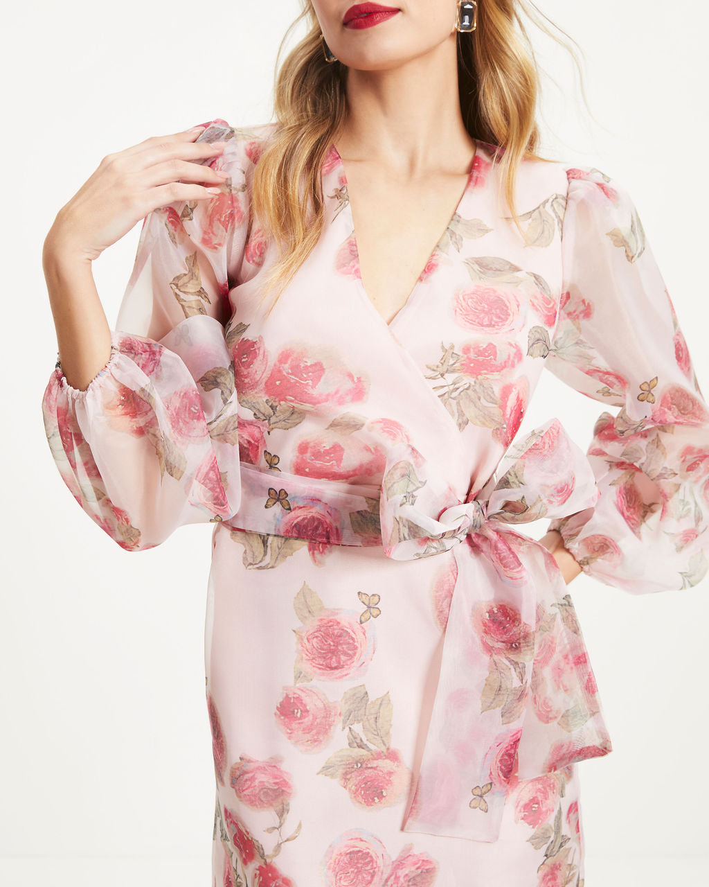 Unexpected Butterflies Floral Organza Mini Dress-Matylis