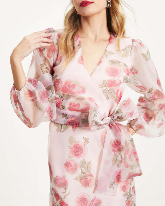 Unexpected Butterflies Floral Organza Mini Dress-Matylis