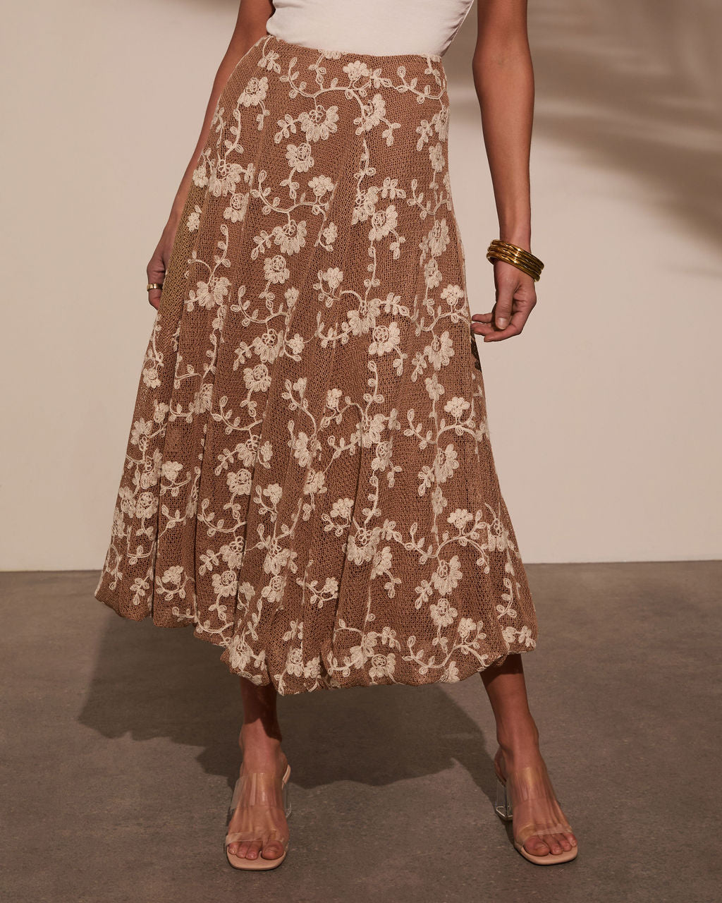 Tova Crochet Floral Midi Skirt-Matylis
