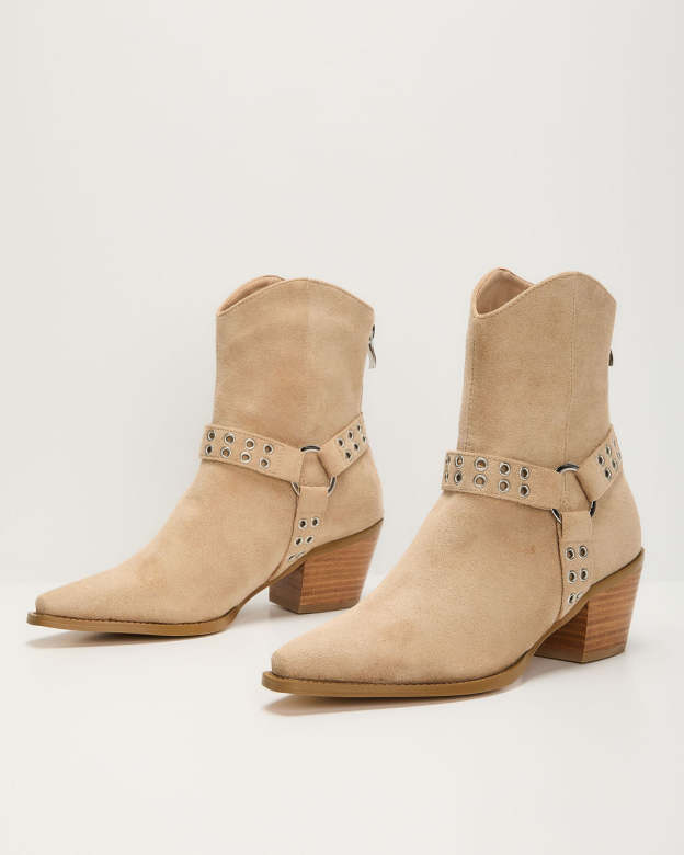 Wynnie Western Grommet Detail Booties-Matylis