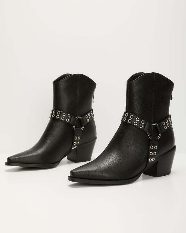 Wynnie Western Grommet Detail Booties-Matylis