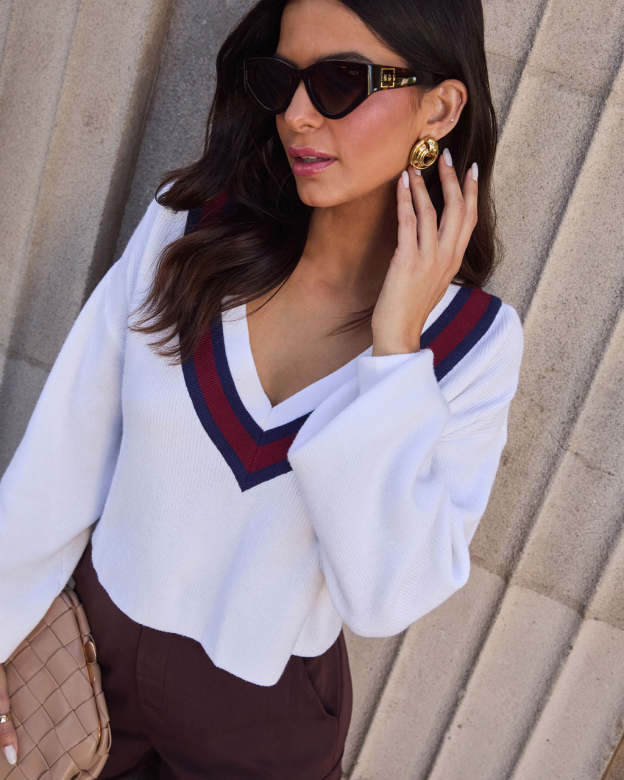 The Feels Cropped Varsity Sweater-Matylis