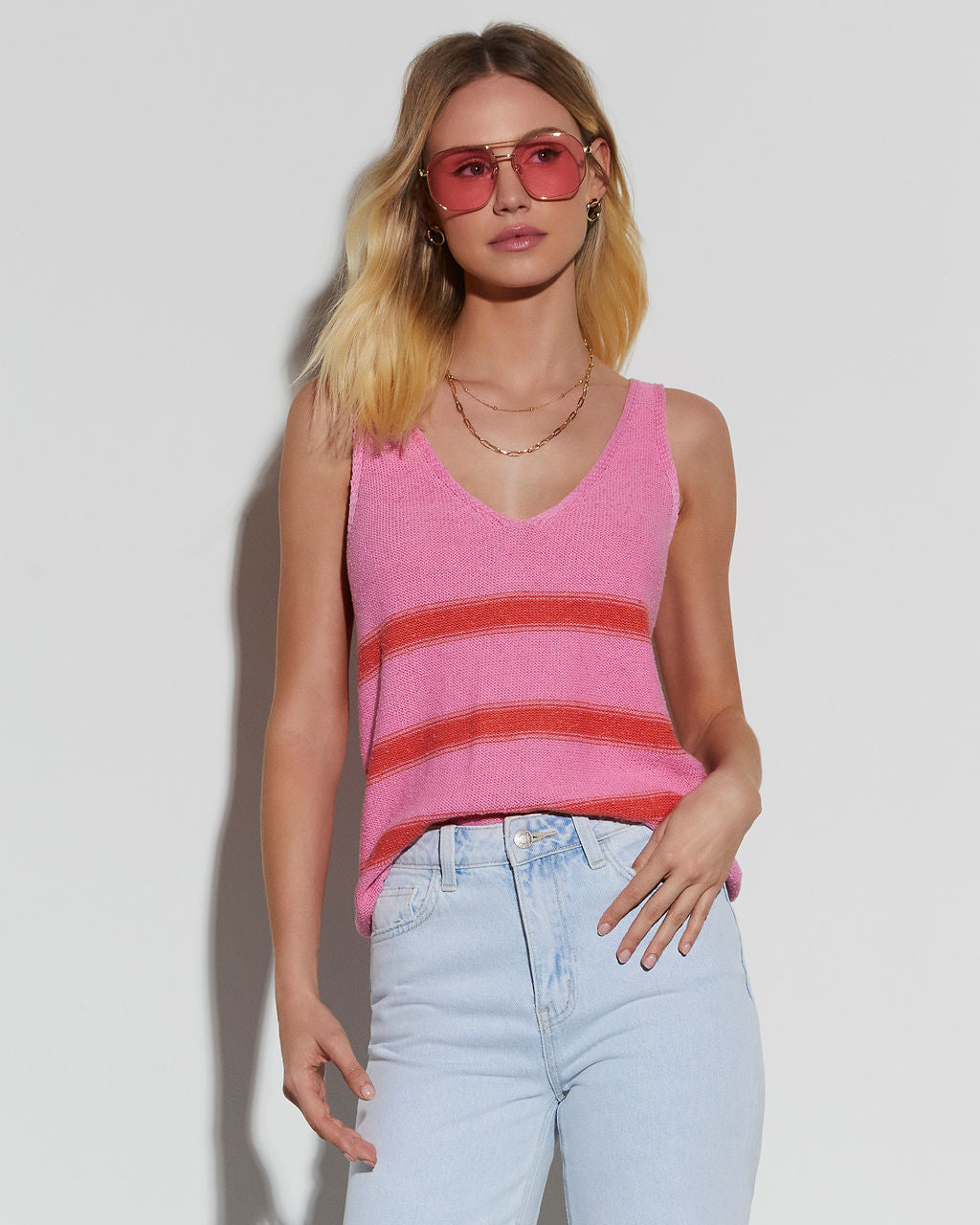 Arthur Knit Cotton Blend Striped Tank- Matylis