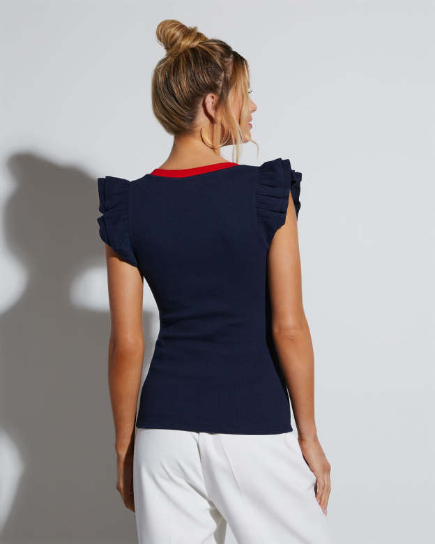 Wilma Ribbed Short Sleeve Top-Matylis
