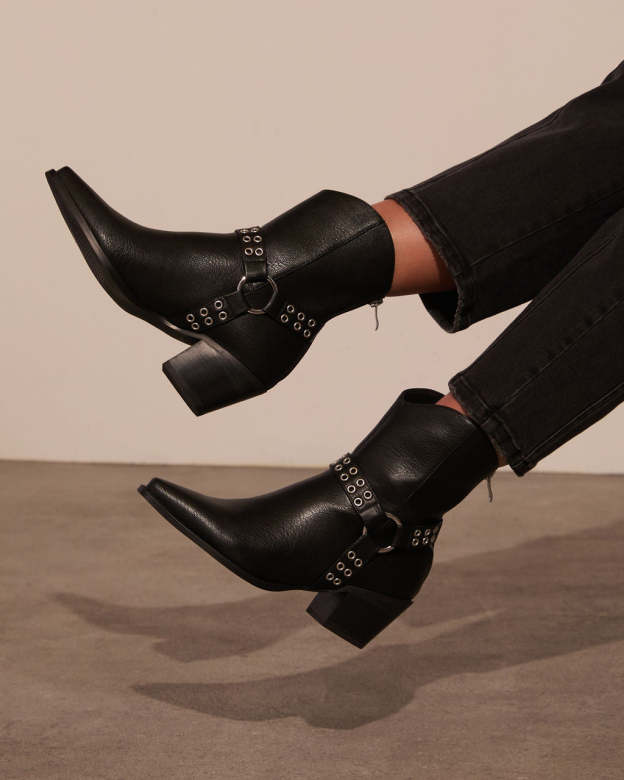 Wynnie Western Grommet Detail Booties-Matylis