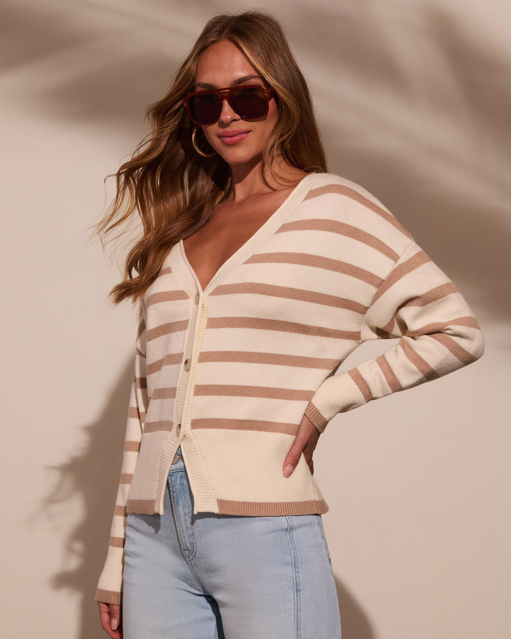 Thinking of You Contrast Striped Cardigan-Matylis