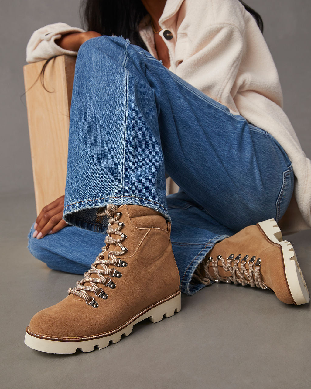 Arlene Faux Suede Lace Up Boot- Matylis