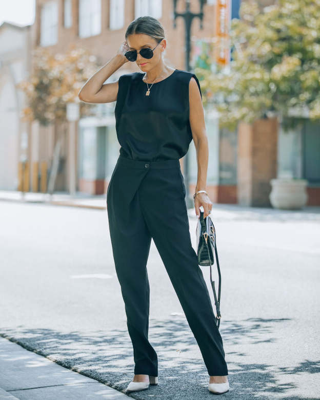 Uncommon Times Pocketed Asymmetrical Button Pants-Matylis