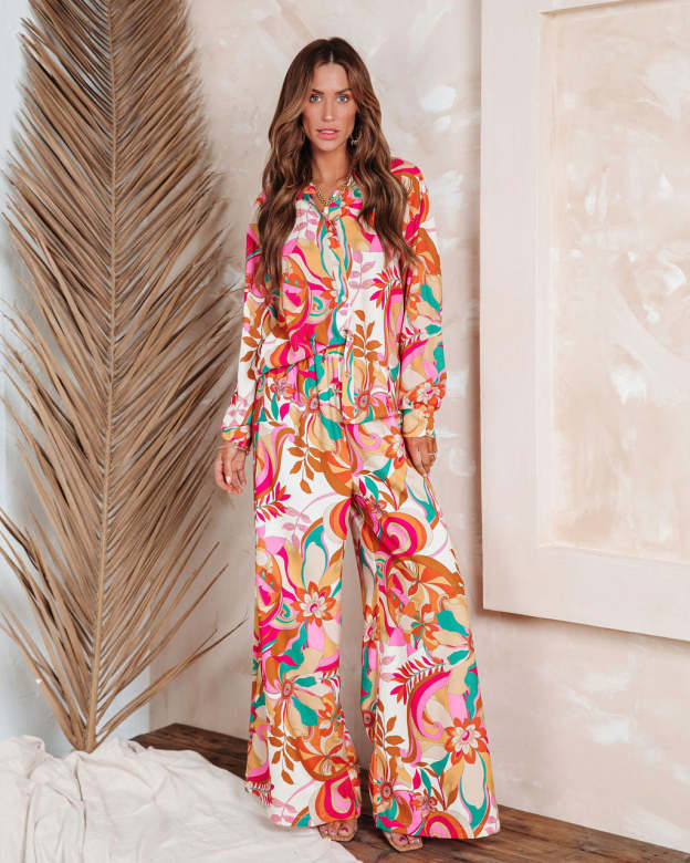 Tropez Printed Button Down Top-Matylis