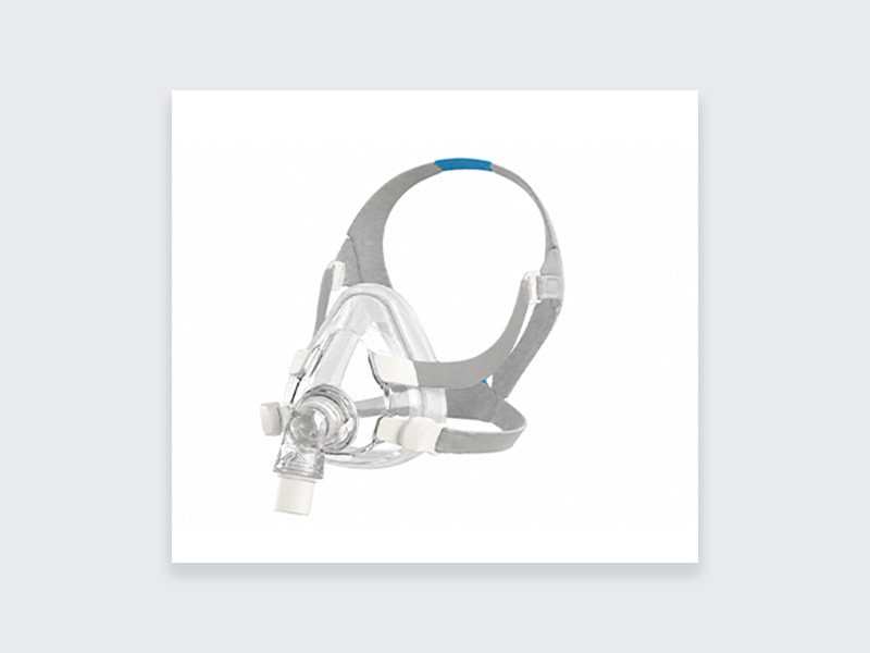 {"default":"Full face CPAP mask with silicone cushion and minimal headgear on white background"}
