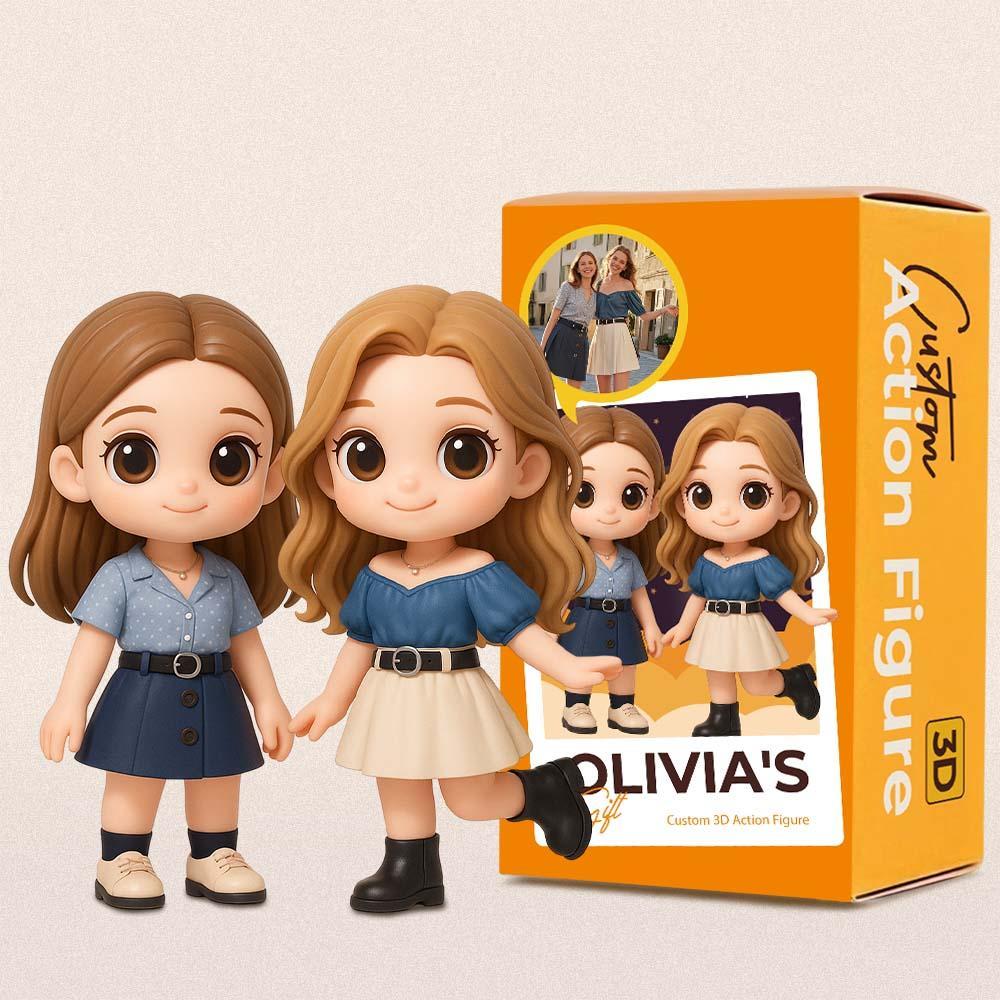 Custom 3D Action Figure From Your Photo Personalized Toy Figure to Her Custom Action Figure Gift For Sister