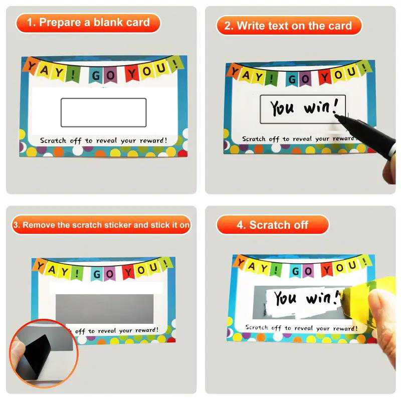 10-Pack DIY Scratch-Off Cards for Messages Blank Scratch Paper for Couples, Friends, Fun Gifts & Games