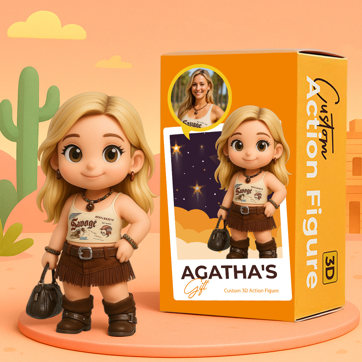 Personalized 3D Mini Figure Custom Cartoon Style Doll from Your Photo Unique Collectible Gift for Her or Him - 