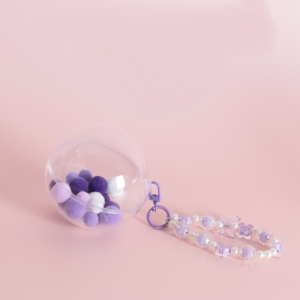 Acrylic Transparent Display Ball for Custom 3D Figurines Round Storage Sphere with Color Bead Chain Keychain Pendant - 