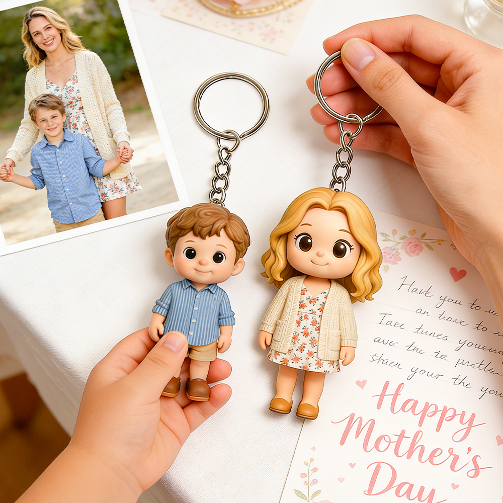 Turn Photo Into 3D Keychain Personalized Gift for Mom Mother’s Day - 