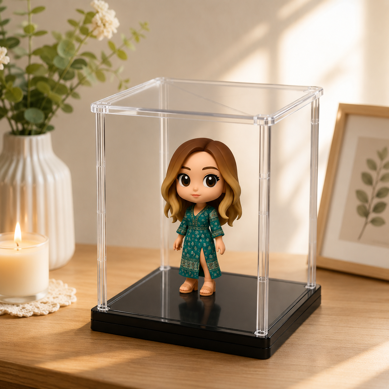 Custom 3D Figure from Photo with Acrylic Rotating Display Case Personalized Mini Figure for Couples - 