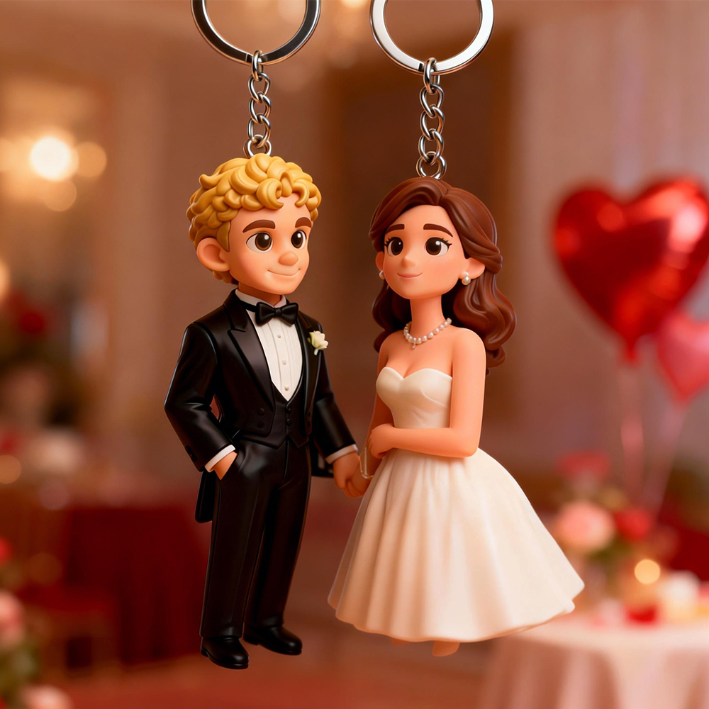 Custom 3D Keychain Figure from Your Photo Personalized Mini Doll Gift Idea For Valentine's Day - 