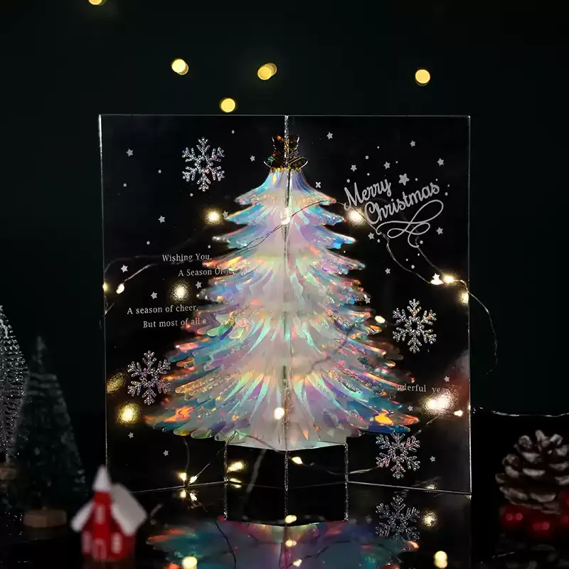 White Glittering Christmas Tree? 3D Christmas Card Pop-Up Greeting Card - 