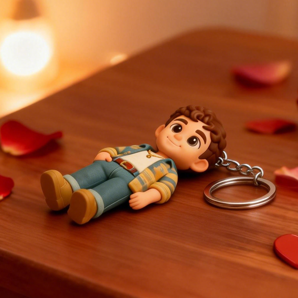 Custom 3D Keychain Figure from Your Photo Personalized Mini Doll Gift Idea For Valentine's Day - 