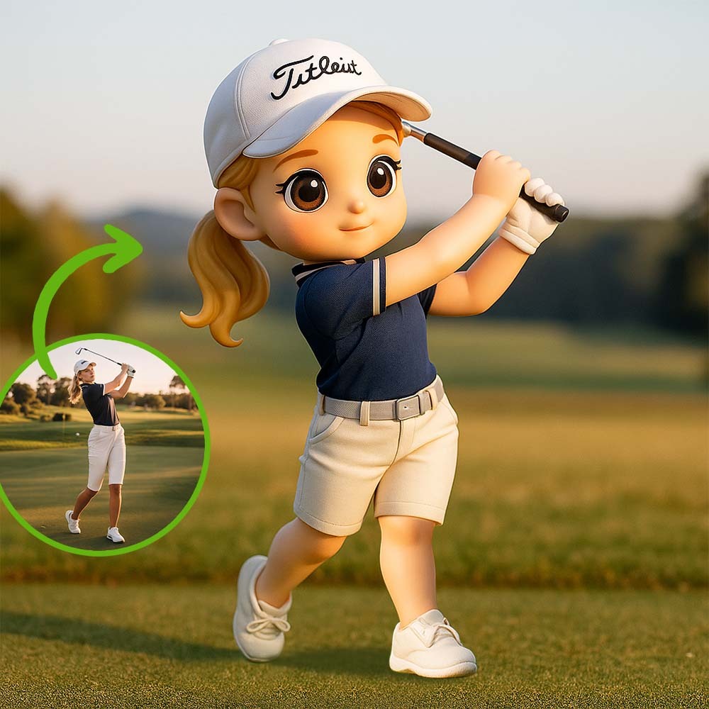 Custom 3D Action Figure Personalized Photo Gift Idea Milestone Trophy for Golf Sports Enthusiasts - 