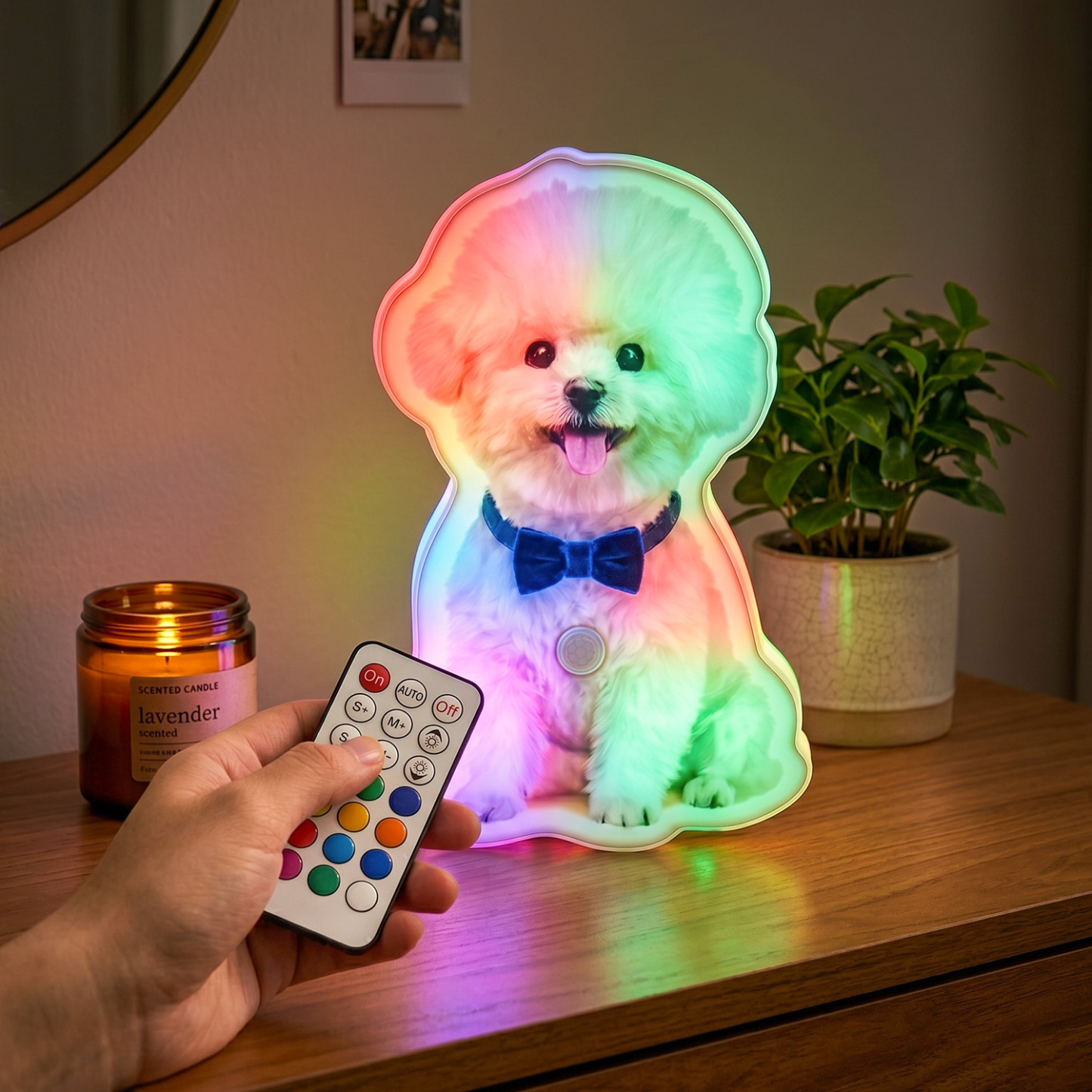 Personalized Cat & Dog Motion Sensor Wall Lamp Custom Pet Photo Night Light for Pet Lover - 