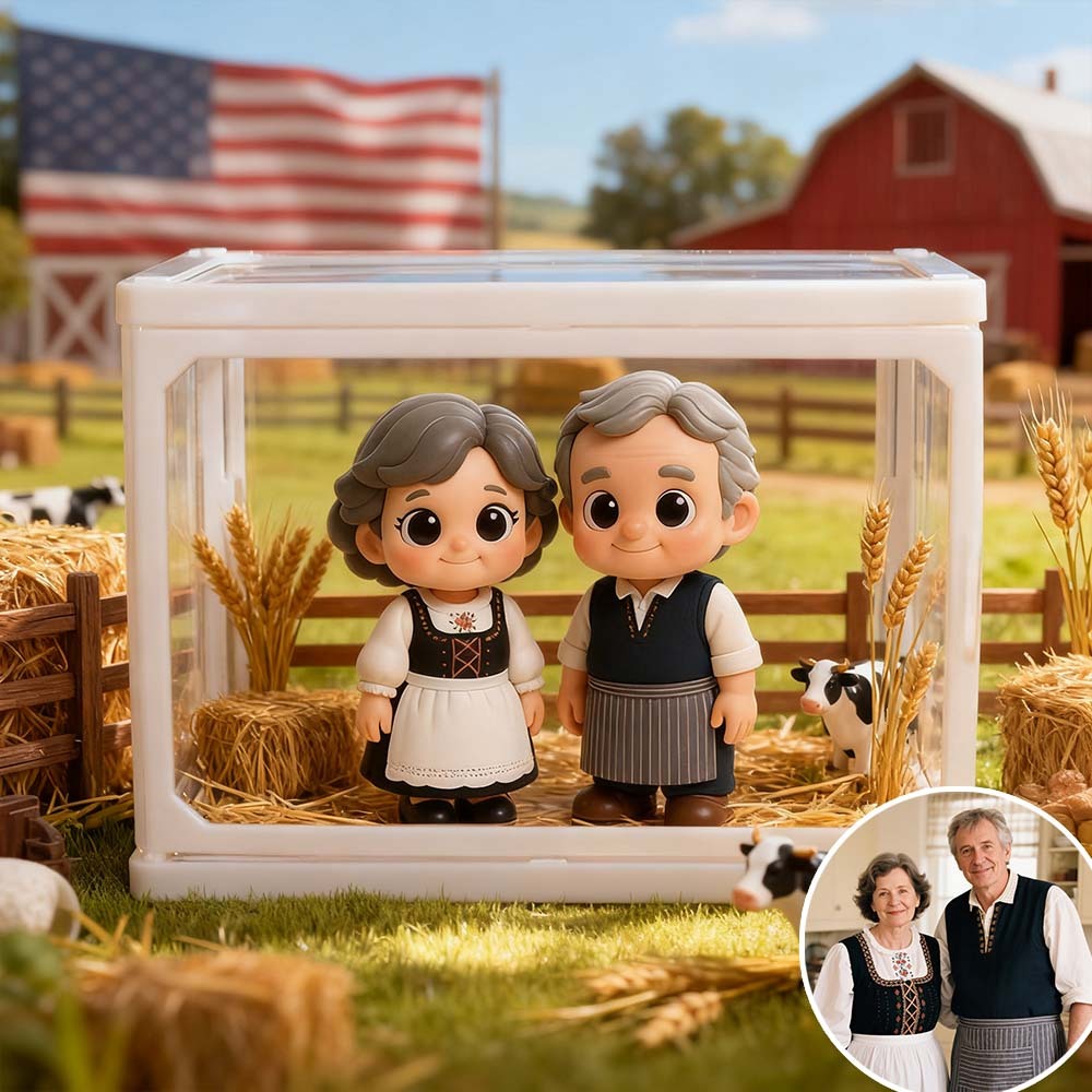 Custom 3D Couple Figure Glass Dollhouse Personalized Scene Display Case Unique Home Decor Anniversary Gift Christmas Idea - 