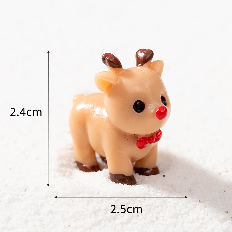Christmas Tree Santa & Reindeer Figurine Set Mini Resin Decorations for Holiday Tabletop Snow Scene & Festive DIY Displays - 
