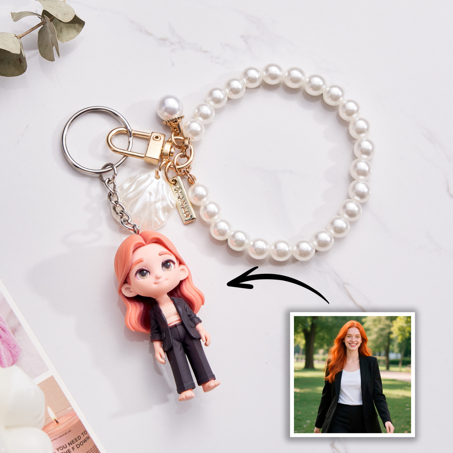 Personalized 3D Keychain from Photo Custom Cartoon Mini Figure Doll Unique Keyring & Creative Gift with Accessory