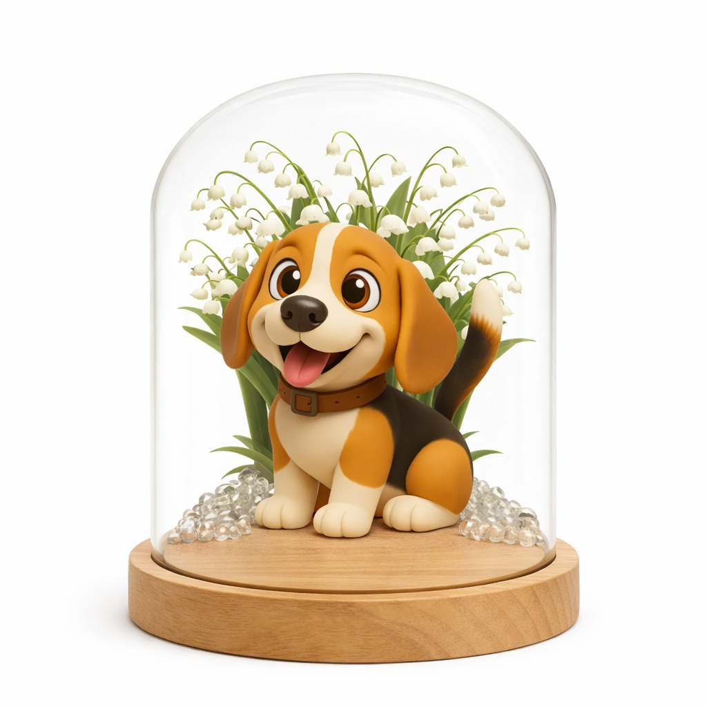 Custom 3D Figure Night Light with Lily of the Valley Glass Dome Personalized Photo Gift for Mom Wife Anniversary Bedroom Lamp - 