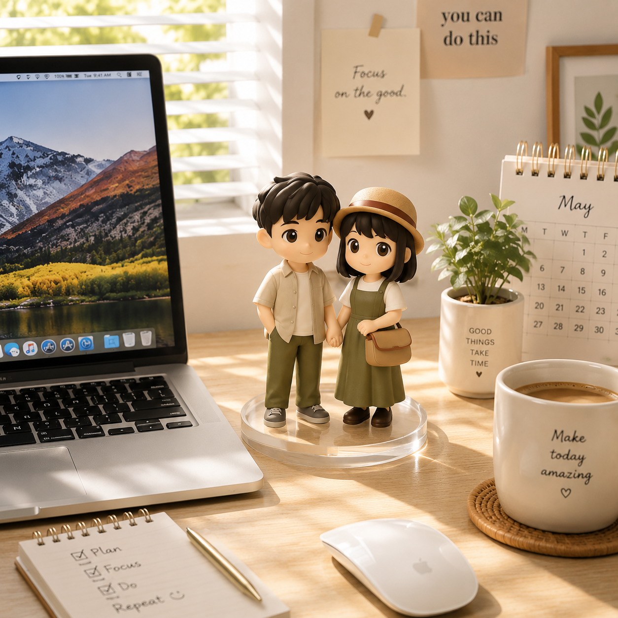 Custom 3D Figure from Photo for Desk Personalized Mini Figurine Gift for Couples Family Pets - 