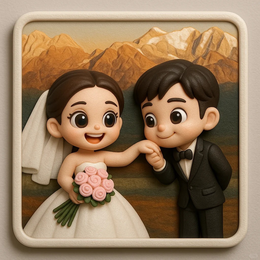 Custom 3D Wedding Fridge Magnet – Personalized Couple Figurine Cute Custom 3D Gift - 