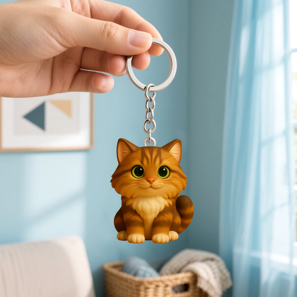 Custom Pet 3D Figurine Keychain Personalized Animal Keepsake - 