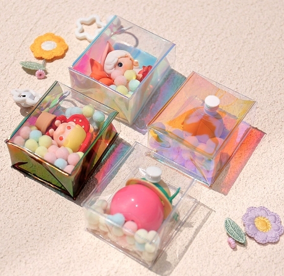 ( Fits 6 cm Figure ) PVC Case 3D Figure Charm Charm Accessory Laser Rainbow Shiny Decorative Gift for Lovers