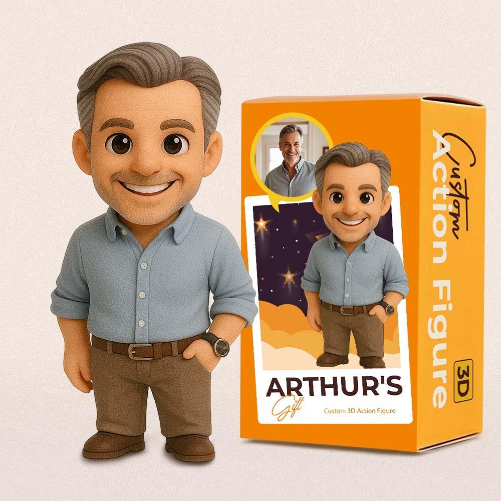 Personalized 3D Action Figure Custom Dad 3D Action Figure from Photo Unique Gift for Father - 
