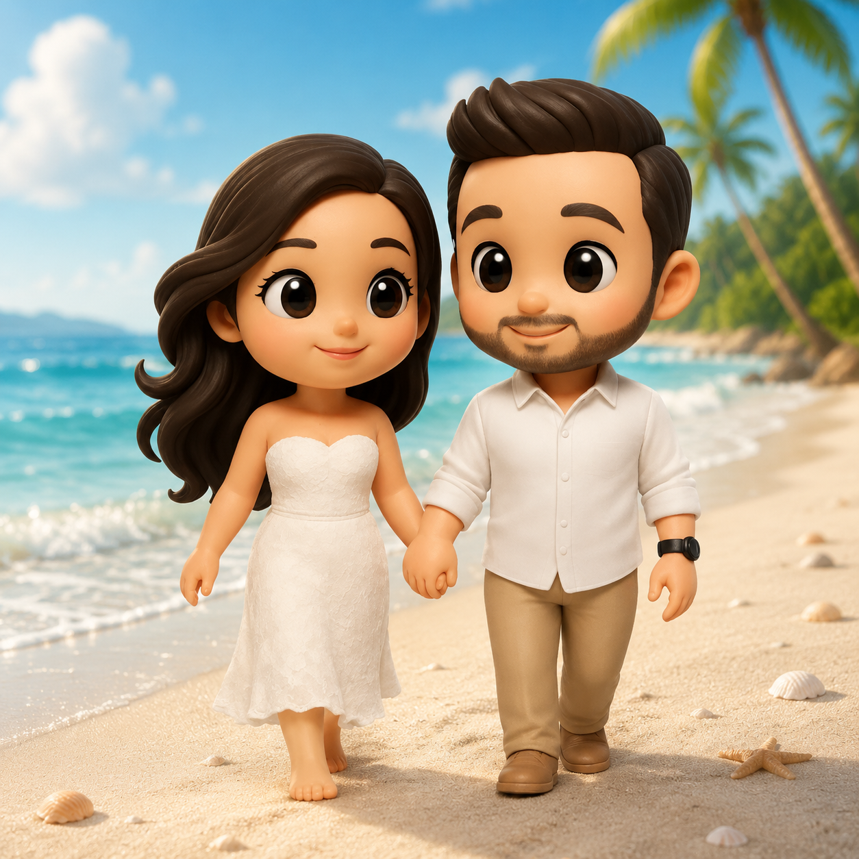 Custom 3D Figure From Photo Personalized Couple Figurine Gift Summer Vacation Memory Gift Idea - 