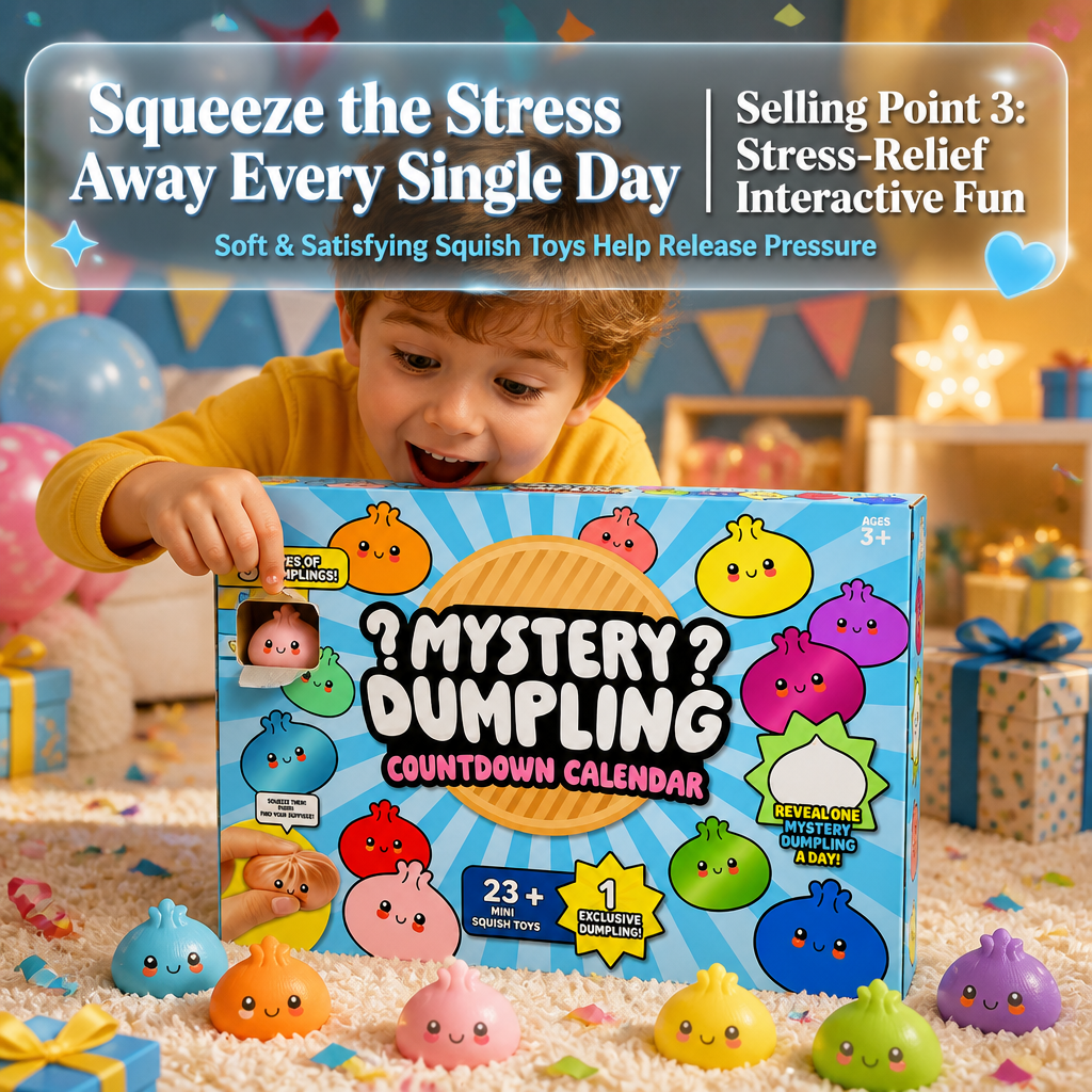 Mystery Dumpling Squeeze Countdown Blind Box 24 Pack Random Squishy Toys Ideal Gift for Kids Adults - 