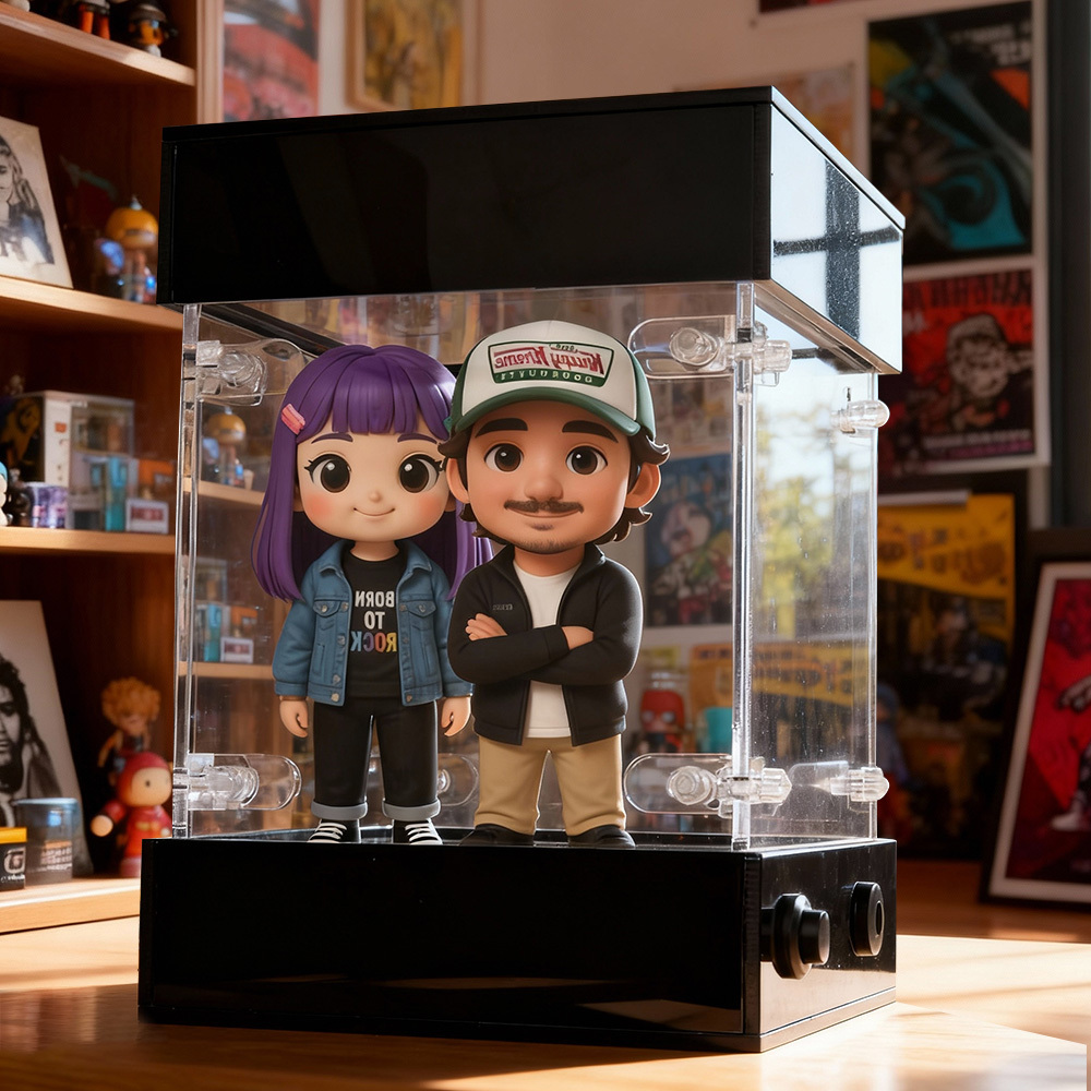 Custom 3D Figures Acrylic LED Light Box Display High Quality Collectible Showcase for Mini Character Figurines and Model Display - 