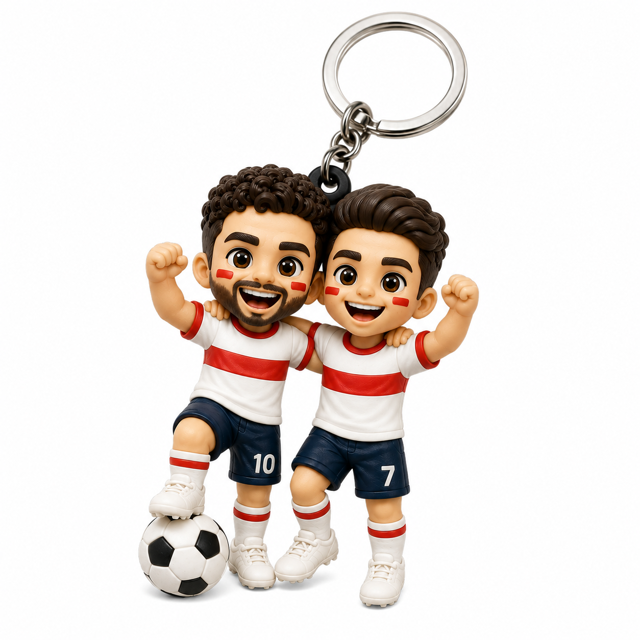 Personalized Football Fan 3D Keychain Custom Soccer Figure from Photo Cute Chibi Sports Keyring Gift - 