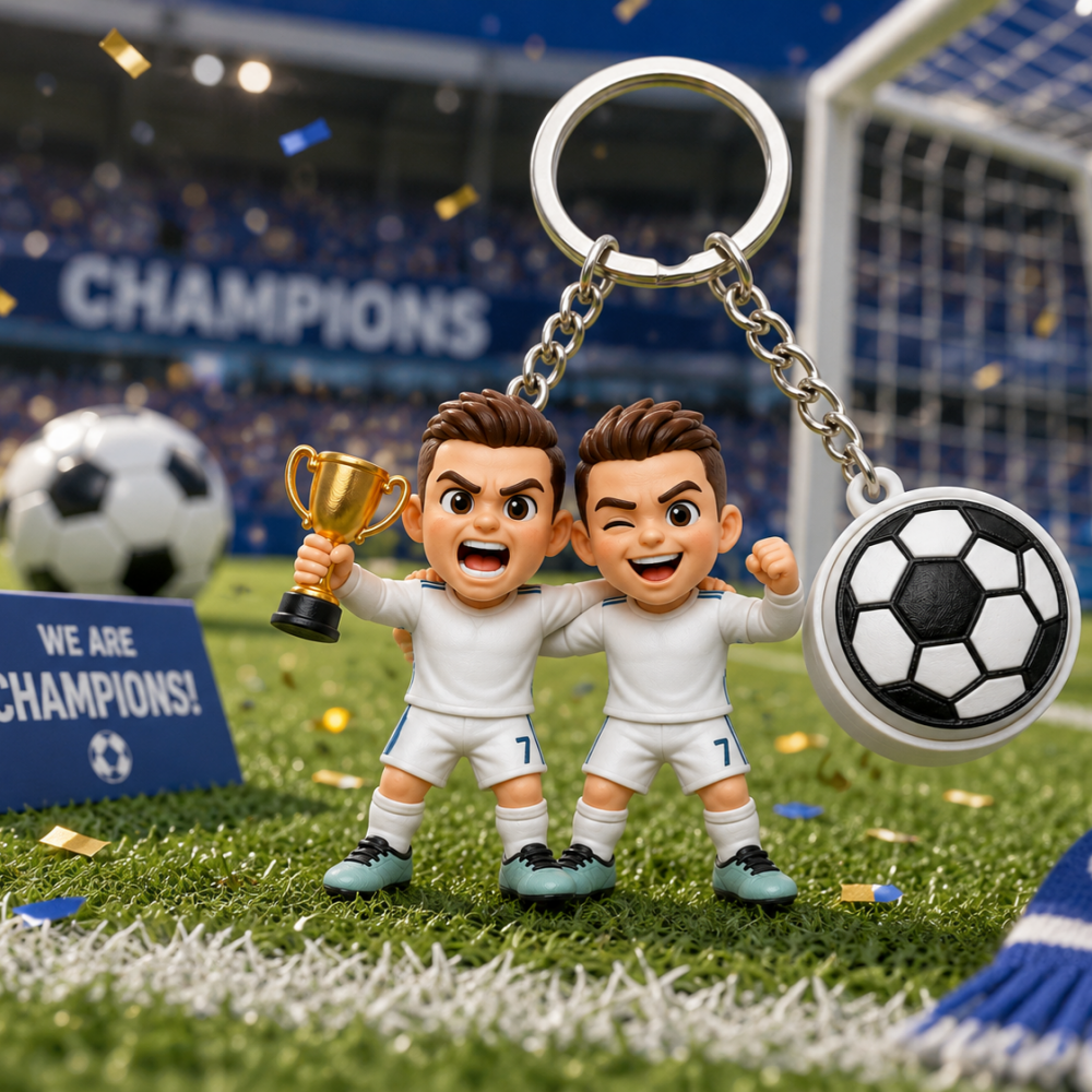 Personalized 3D Keychain Figure from Photo Custom 3D Keychain with Football Fidget Accessory Perfect Unique Gift for Sports Lovers - 