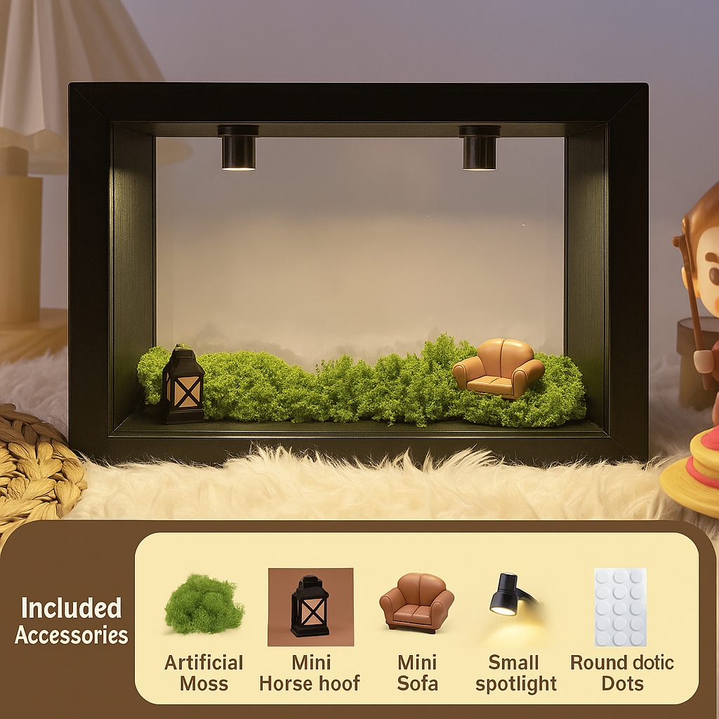 Custom Miniature Diorama Shadow Box with LED Light | DIY Desktop Decor Gift