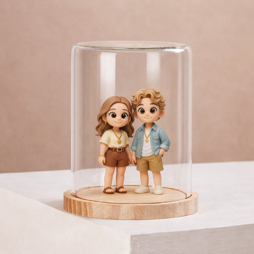 Clear Glass Dome with Wooden Base