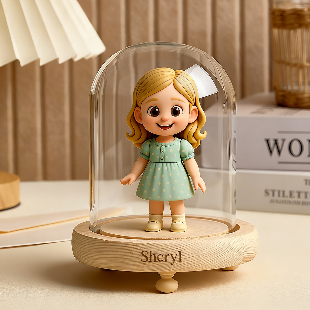 Custom 3D Action Figure Night Lamp Engraved Base from Your Photo Glass Display Dome Personalized  Unique Gift for Boyfriend, Girlfriend or Anniversary - 