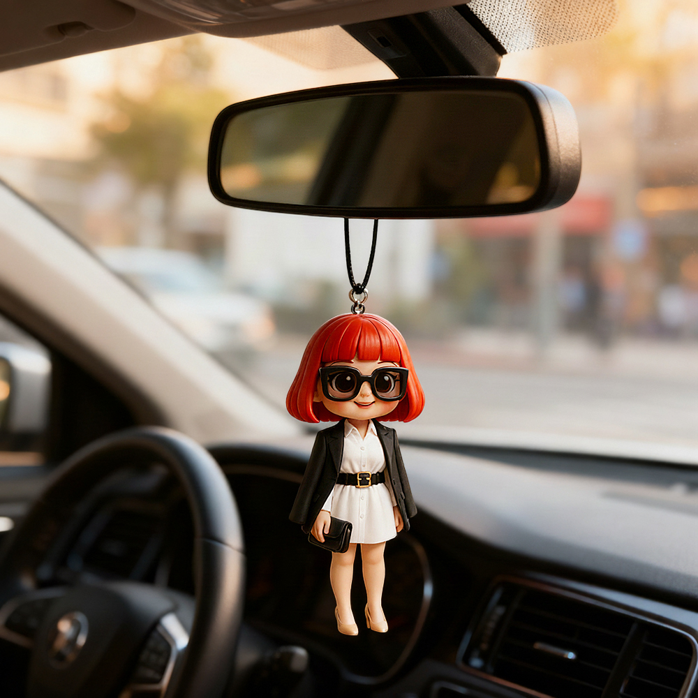 Custom 3D Photo Car Hanging Ornament Personalized Mini Character Car Decoration Handcrafted Car Accessory Unique Custom Gift Idea