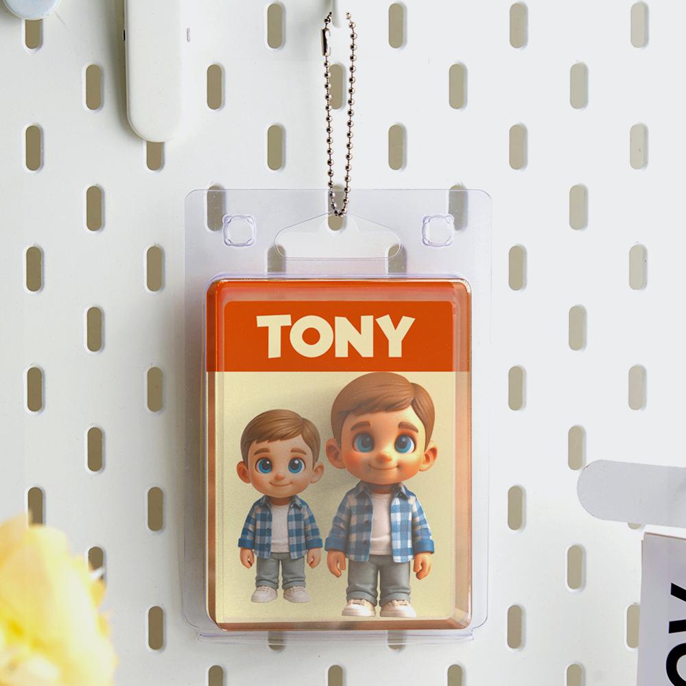 Custom 3D Figure From Your Photo with Personalized ID Card Set Storage Card Case  Hanging Display Gift for Couples Anniversary Valentines Day Car Decoration For Her Him For Lover
